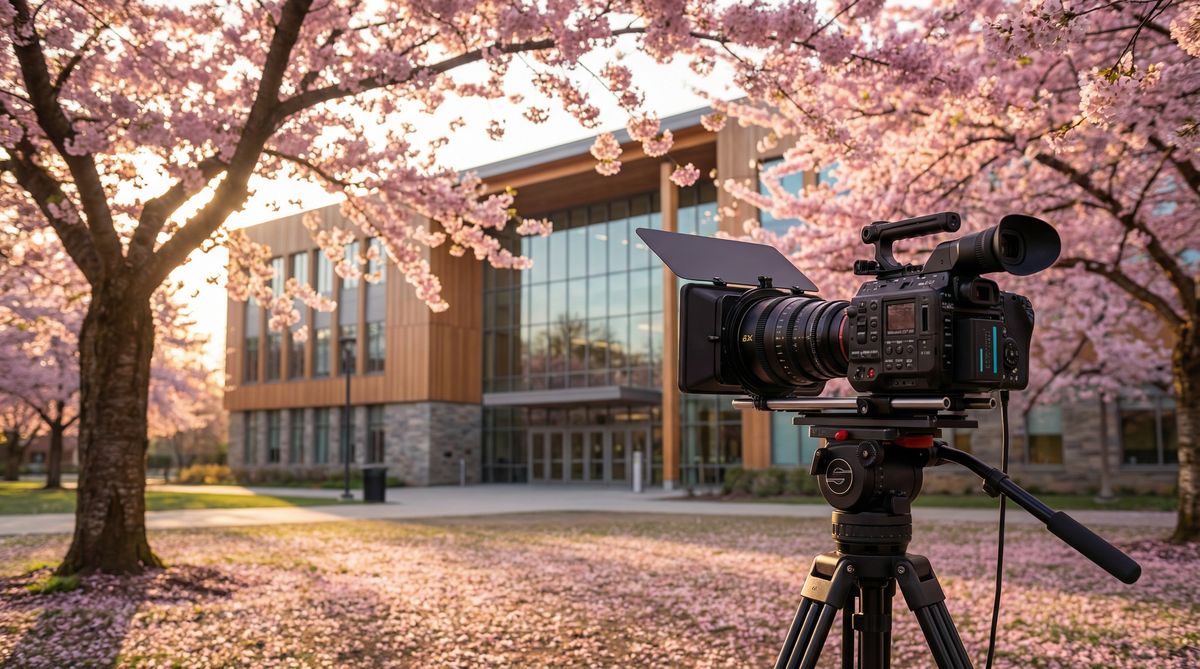 网红主播传媒校园拍摄现场